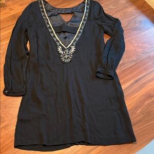 Twelfth Street by Cynthia Vincent Black Dress with Embellished V-Neck small 2-4